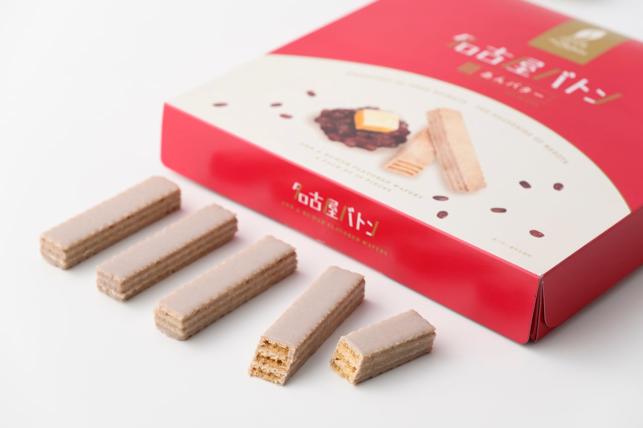 名古屋バトンあんバター 1,080円（20本入り）。