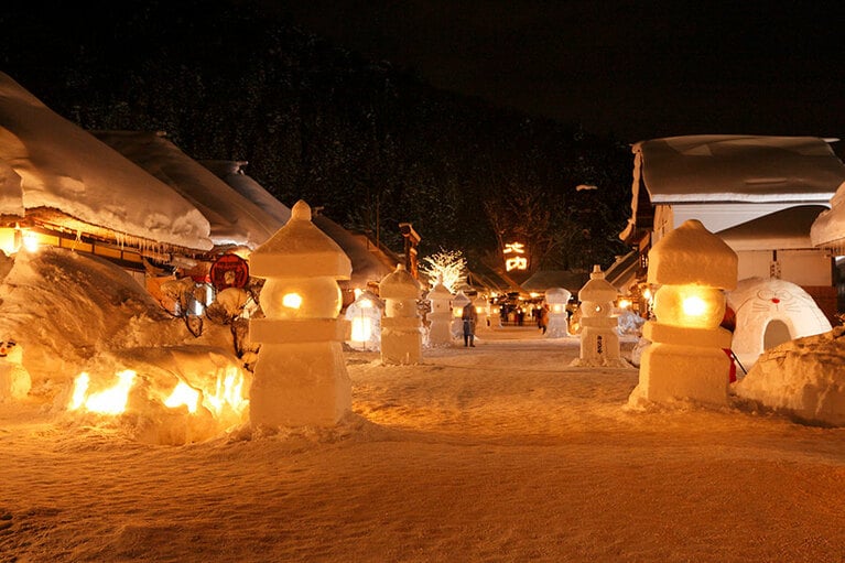 大内宿雪まつり。