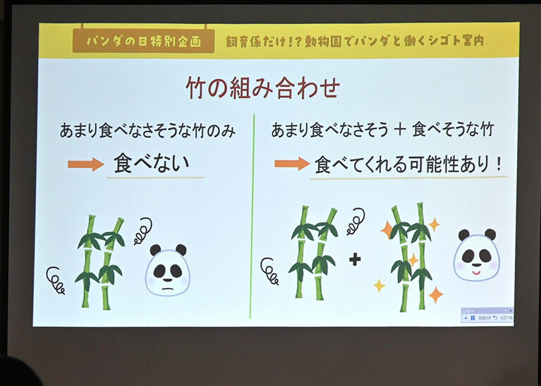 竹の組み合わせも考えてパンダに与える。