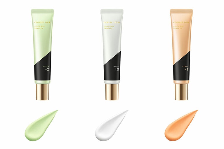 コフレドール　カラースキンプライマーUV。左から、01・03・04 SPF20・PA＋ 25g 各3,080円(編集部調べ)。