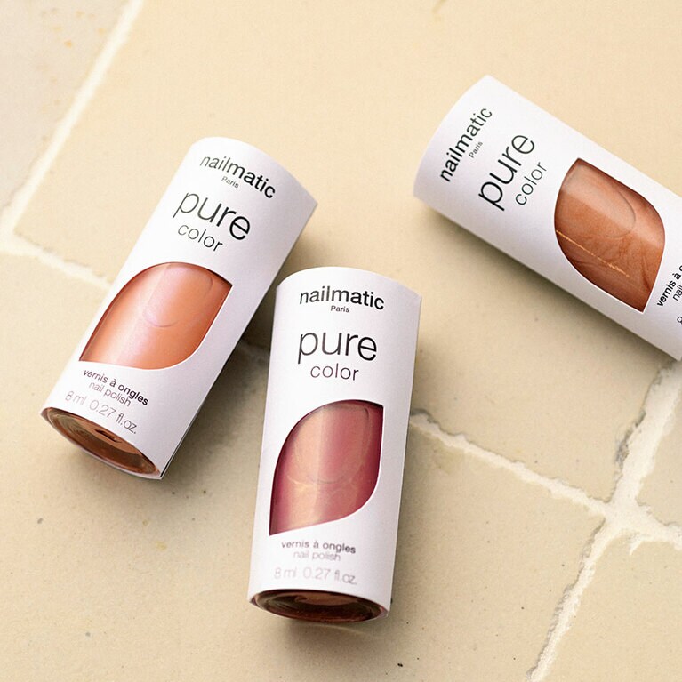 NAILMATIC「nailmatic NM ピュアカラー」左から：ルイザ、セレステ、ブリタニー 各1,900円(3/24発売)／ナショナル・ベンディング