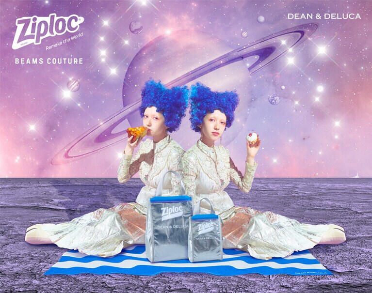 Ziploc×DEAN & DELUCA×BEAMS COUTURE クーラーバッグ イメージビジュアル。