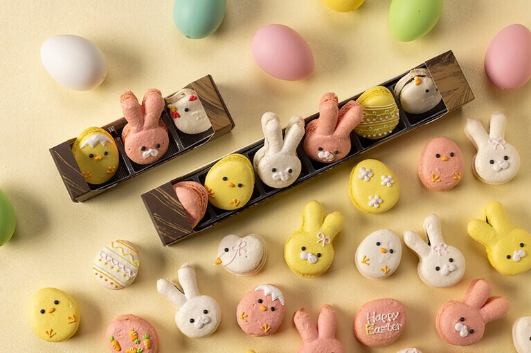 「イースターマカロン アソート」3個入り2,200円、6個入り4,400円。