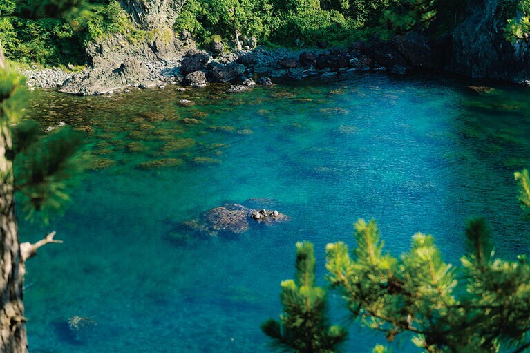 エメラルドグリーンの透明度の高い志賀町の海。