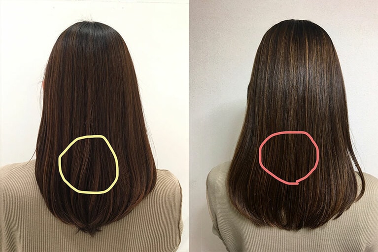 色褪せた部分が減った分、アフター(右)はつややかに見えます。