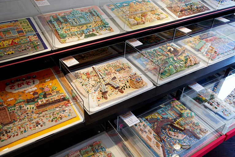 食べられるお菓子で作られた絵本の原菓のコーナー。