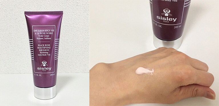 ブラックローズ ビューティファイング ボディ エマルジョン。ローションに近く、伸びがいいです。