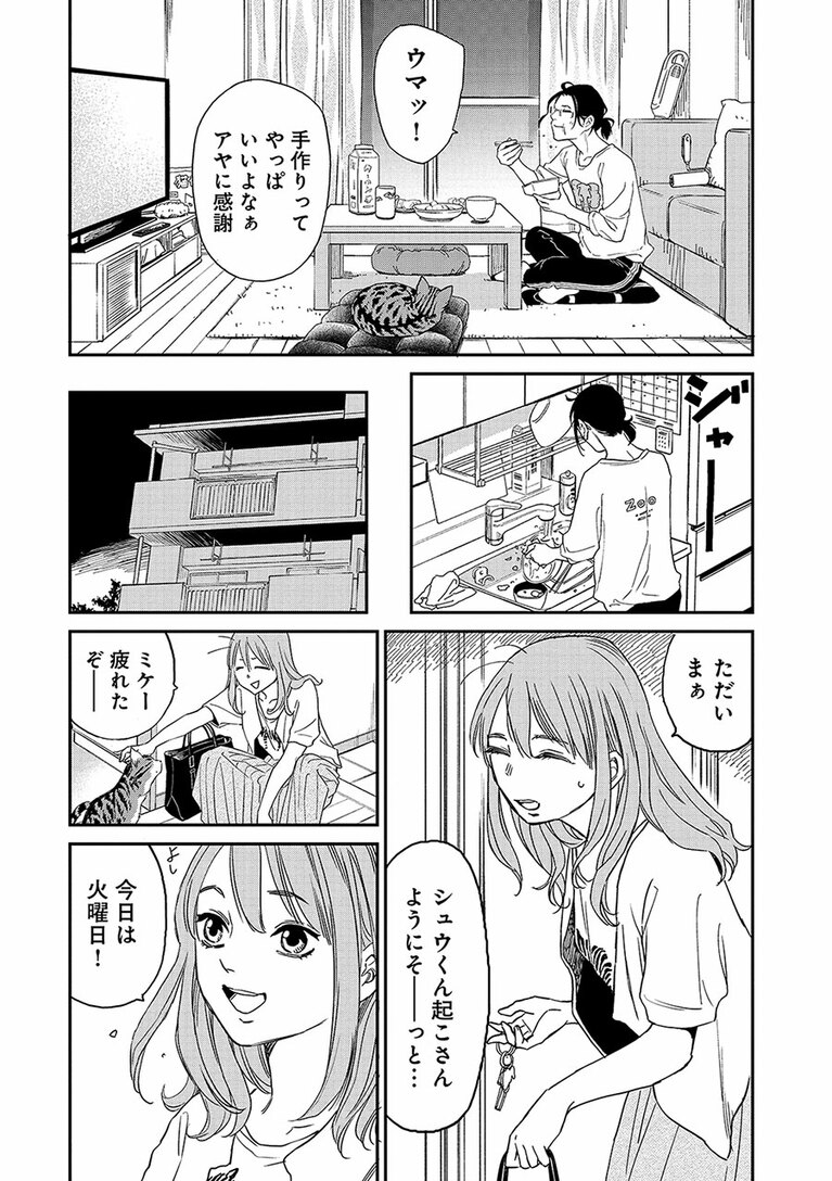 『にゃーの恩返し』第1話より。