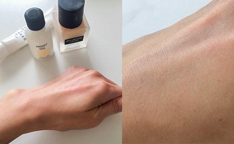 オイルなしに比べると、しっとりと仕上がっています。