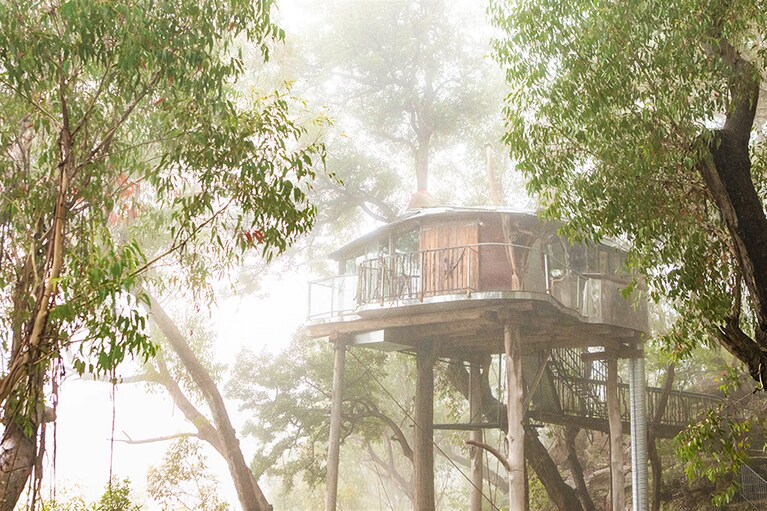 ユニークな客室のなかでも人気の〈ツリーハウス〉。1泊 AUD950～(予約は2泊から受け付け)。