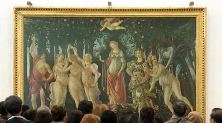 サンドロ・ボティチェッリ「春」。常に人だかりです。