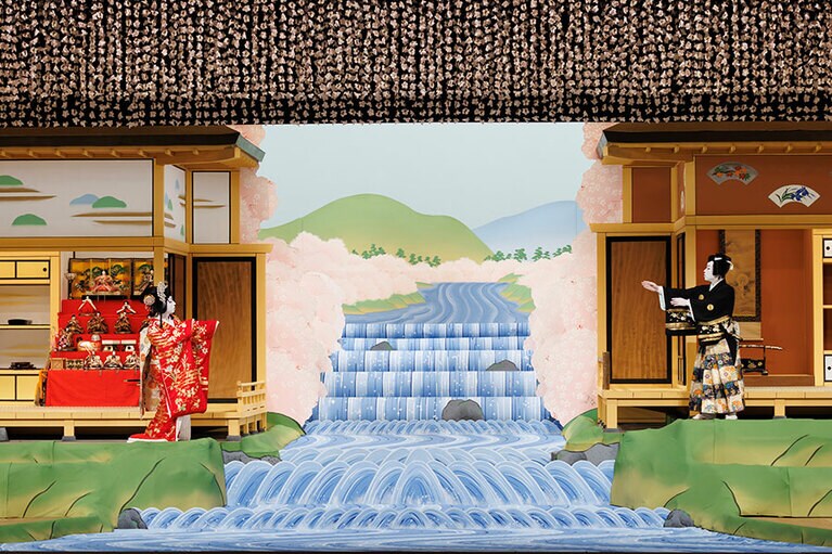 （左）太宰息女雛鳥：中村 梅枝 （右）久我之助清舟 : 中村 萬太郎。