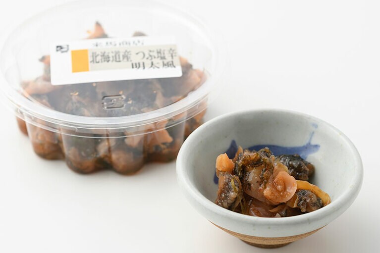 【函館市場】北海道産つぶ塩辛明太風セット 5,200円(つぶ塩辛明太風 200g、数の子コロコロ松前漬け 300g、社長のいか塩辛極 200g)※道外発送価格／来馬商店　※写真はつぶ塩辛明太風