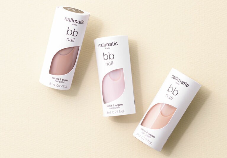 ネイルマティック NM ビービーネイル 左から：ダーク、ライト、ミディアム 各8mL 1,900円／ナショナル・ベンディング
