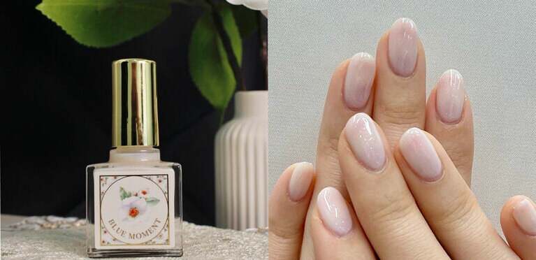 ホワイトシロップに偏光ラメが上品に光る、“唯一のスタイル”。イメージフラワーはカメリア。