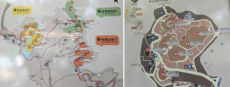 成都基地のパンダ舎の場所。2025年4月30日（水）。