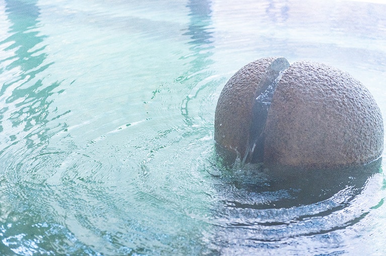 美肌の湯ともいわれる「星野温泉 トンボの湯」。湯上がりには、お肌がしっとり。