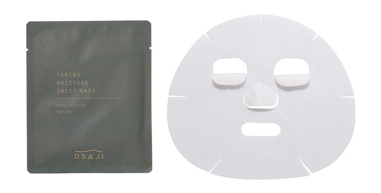 オサジ チューニング モイスチャー シートマスク 20mL×1枚 770円、同 セット 20mL×5枚入り 3,850円／OSAJI