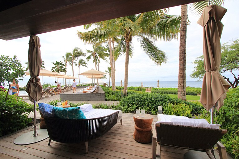 カバナでは、こんな風景を眺めながら、ぜいたくな午睡を楽しむことができる。