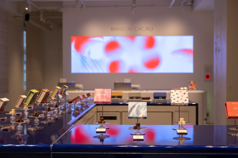 レジの向こうに映像が。