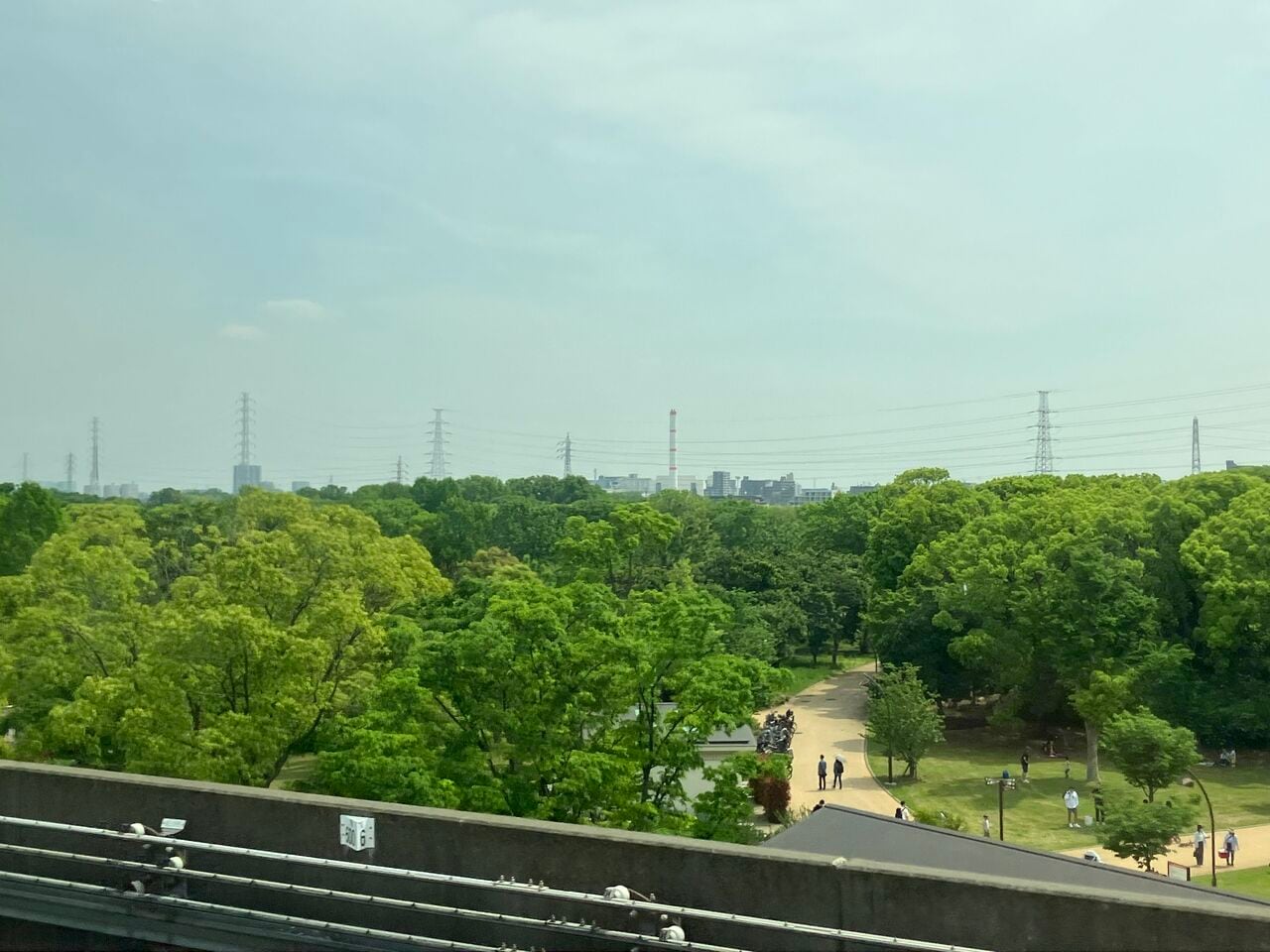 舎人公園を見ながら見沼代親水公園駅をめざす