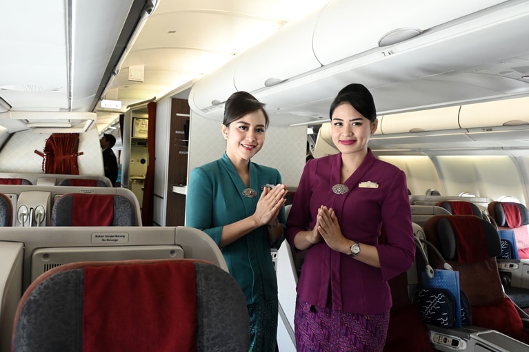 バリ島と日本を結ぶインドネシアのフラッグキャリア、ガルーダ・インドネシア航空。搭乗した瞬間から、気分はインドネシア。