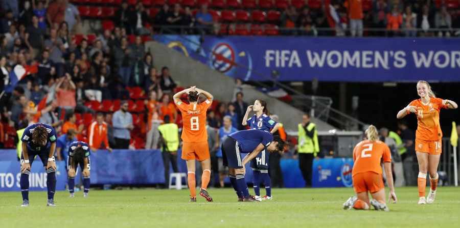 2019年サッカーのFIFA女子ワールドカップ(W杯)ではオランダに負け、ベスト16で敗退。準々決勝に進めなかったのは3大会ぶり。 ©共同通信