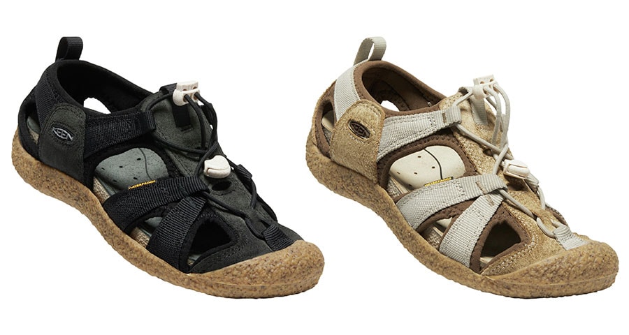 HOWSER HARVEST SANDAL(ハウザー ハーベスト サンダル) 12,650円。 
左：BLACK/BLACK、右：BEIGE/TIMBERWOLF。