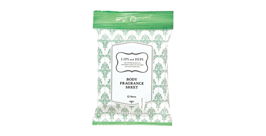 LIPS and HIPS「ボディフレグランスシート GREEN TEA LEMONADE」12枚入り 528円。＊アインズ＆トルペ限定商品。