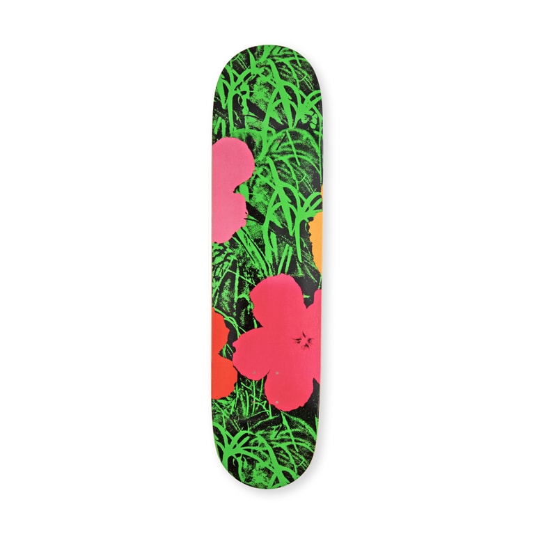 ウォーホル：Flowers (Morning) スケートボード（46,200円）。