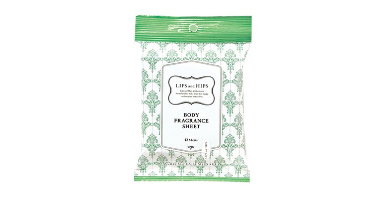 LIPS and HIPS「ボディフレグランスシート GREEN TEA LEMONADE」12枚入り 528円。＊アインズ＆トルペ限定商品。