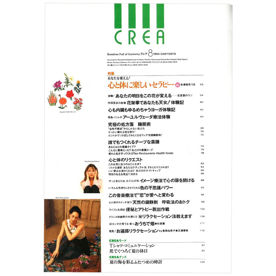 1994年8月号目次。