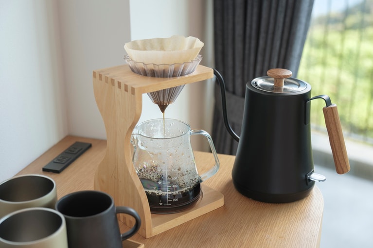 ホテルオリジナルドリップコーヒーをお部屋でいただくことも。