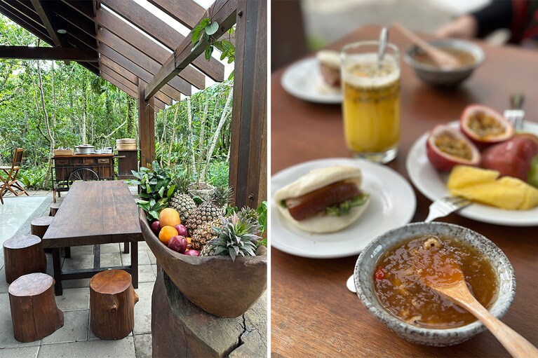 新鮮なフルーツや台湾らしいおやつが並ぶアフタヌーンティー。