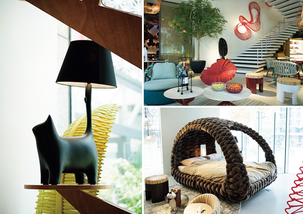 セブ島の出身で世界的に活躍する家具デザイナー、「ケネス・コボンプエ」のショールーム。代表的な籐製品をはじめオリジナリティ豊かなインテリアが揃う。童話の中にいるようなインテリアのカフェを併設。