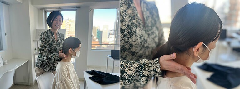 先生に首と肩を先にマッサージしてもらいました。