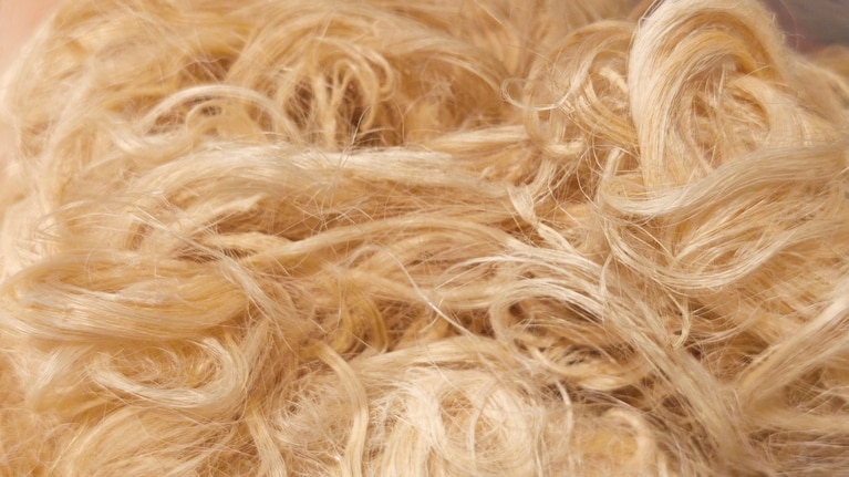 パイナップルの葉や茎から取り出され、アップサイクルとして作られた繊維。SDGsの理念を体現する取り組みです。