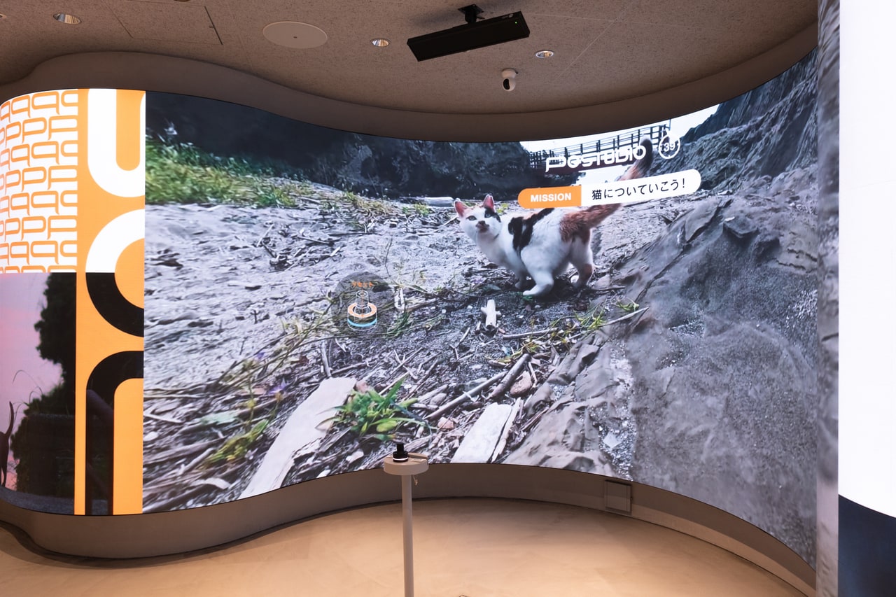 ミッションは猫についていくだけ、というなんとも幸せなミニゲーム「猫さんぽ」。コントローラーを動かせば視点を360度回転させることができ、猫の目線で歩いているような気分に。