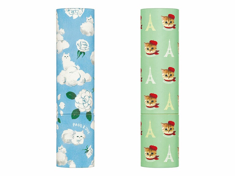 ポール ＆ ジョー リップスティック ケース CS 各1,100円（限定品、レフィル別売）。左は「ドリーミング ジプシー」、右は「ヌネット イン パリス」の柄。