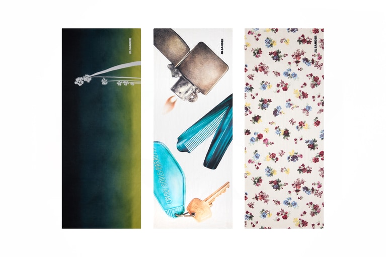 8月1日より展開。手ぬぐい3枚組 19,800円。画像左からカリフォルニアのサンセット・アメリカンヴィンテージ・ワイルドフラワー。