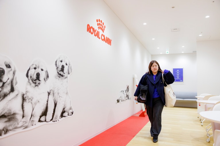 会社に到着した大坂さんとドロンパくん。