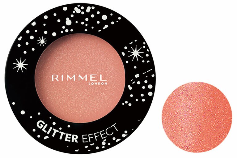 チーク部分に血色として足しても、目元や口元にニュアンスを与えるのにも使えるピーチオレンジ系の103。リンメル グリッター エフェクト N 103 1,200円／リンメル［2020年11月27日(金)限定発売］