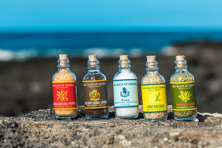 グルメソルトは、約15種。“レモンローズマリー”など。各8.45ドル。