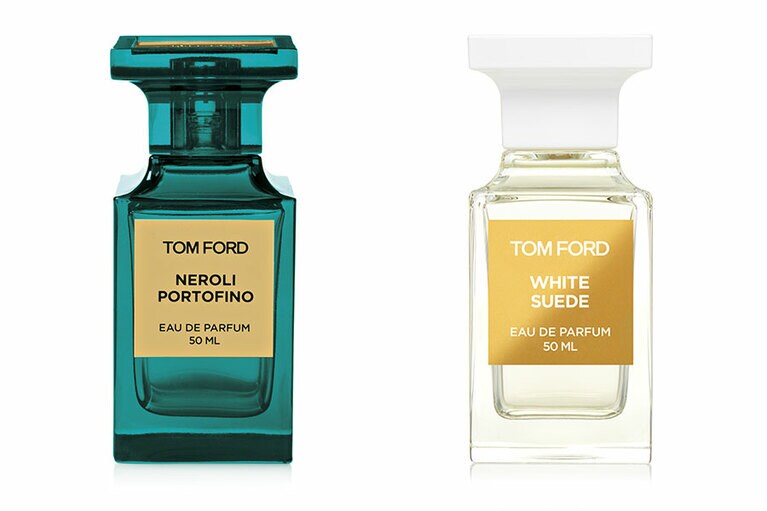 左：「ネロリ・ポルトフィーノ オード パルファム スプレイ」50mL 28,000円／右：「ホワイト スエード オード パルファム スプレイ」50mL 28,000円