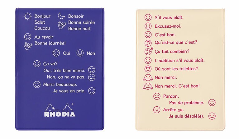 RHODIA 11 Cover Français vol.2「Salutations」は、ブルーとアイボリーの2色展開。各990円。