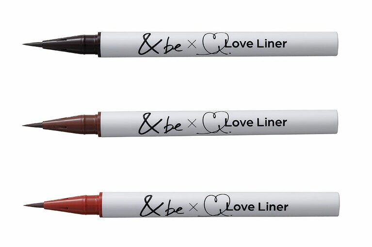 ひと塗りでしっかり発色し、落ちにくいリキッドアイライナー。シリコーンオイルや鉱物油、紫外線吸収剤、香料などは不使用なのが嬉しい。&be リキッドアイライナー 上から、レッドブラック、レッドブラウン、オレンジブラウン 全3色 各1,760円。