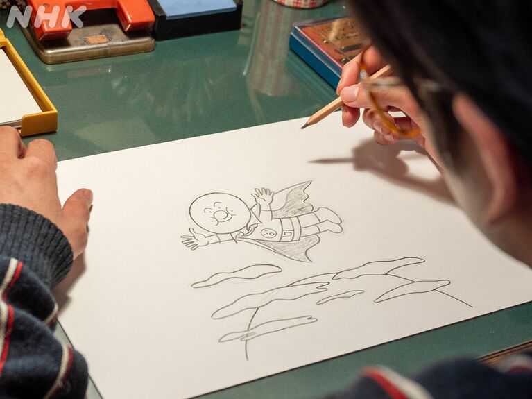 嵩（演・北村匠海）が描き上げた『あんぱんまん』（NHK『あんぱん』Xより）