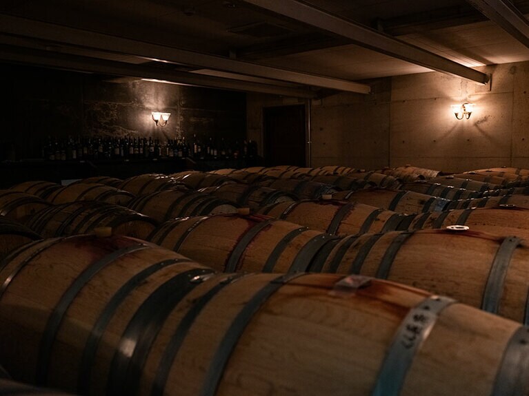 ワイン樽の貯蔵庫。