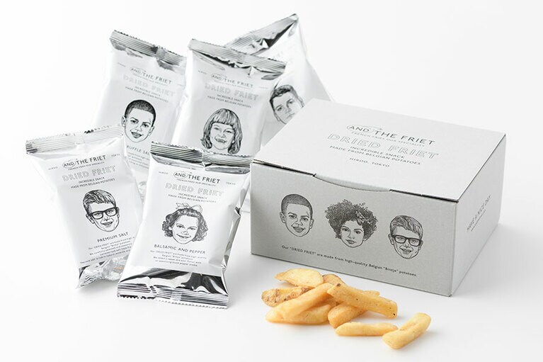 DRIED FRIET GIFT BOX MINI 5pc (プレミアムソルト、黒トリュフソルト、バルサミコ アンド ペッパー、ハニーソルト アンド バター、アンチョビ アンド ガーリック) 1,250円／AND THE FRIET