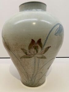 【中国陶磁器　大壷　染付辰砂　花波文　辰砂窓絵浮き出し作行き　鑑賞置物】◆古董 中国陶磁器 大壷 染付辰砂 花波文 辰砂窓絵浮き出し作行き 鑑賞